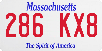 MA license plate 286KX8