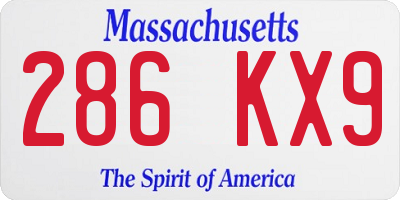 MA license plate 286KX9