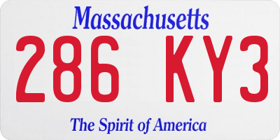 MA license plate 286KY3