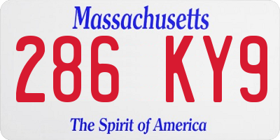 MA license plate 286KY9