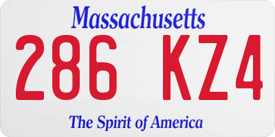 MA license plate 286KZ4