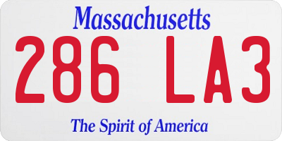 MA license plate 286LA3