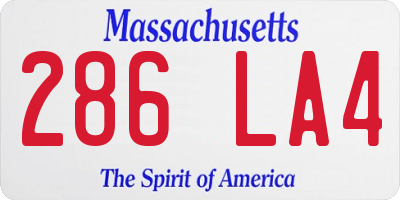 MA license plate 286LA4