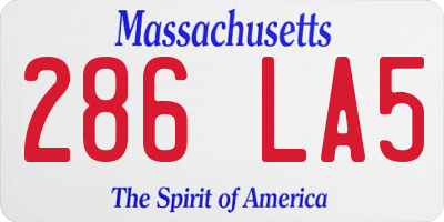 MA license plate 286LA5