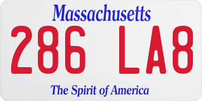 MA license plate 286LA8