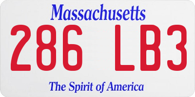 MA license plate 286LB3