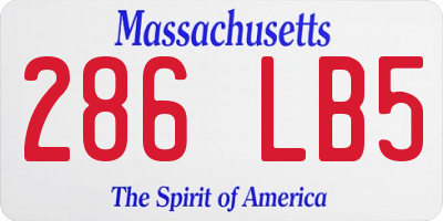 MA license plate 286LB5