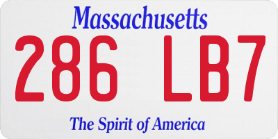 MA license plate 286LB7