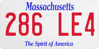 MA license plate 286LE4
