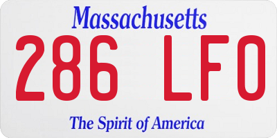 MA license plate 286LF0