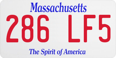 MA license plate 286LF5