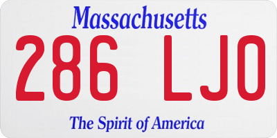 MA license plate 286LJ0