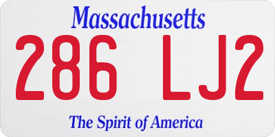 MA license plate 286LJ2