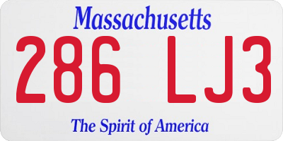 MA license plate 286LJ3