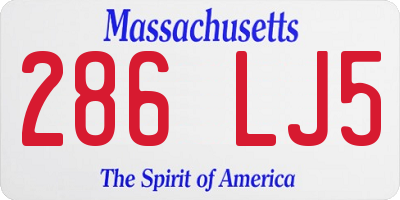 MA license plate 286LJ5