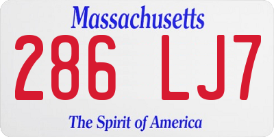 MA license plate 286LJ7