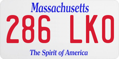 MA license plate 286LK0