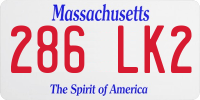 MA license plate 286LK2