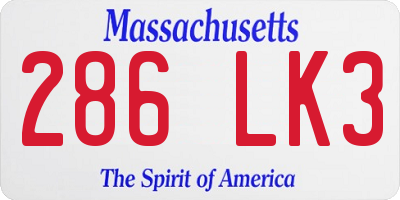 MA license plate 286LK3