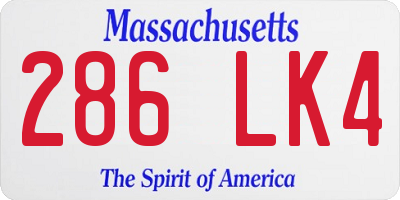 MA license plate 286LK4