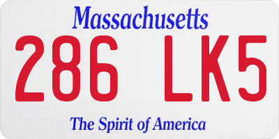 MA license plate 286LK5