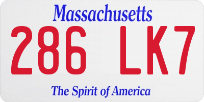 MA license plate 286LK7