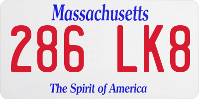 MA license plate 286LK8