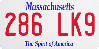 MA license plate 286LK9