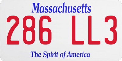 MA license plate 286LL3
