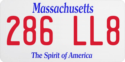 MA license plate 286LL8