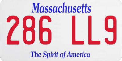 MA license plate 286LL9