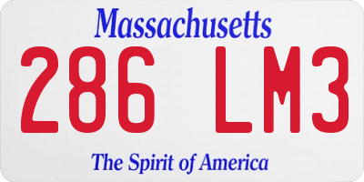 MA license plate 286LM3