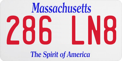 MA license plate 286LN8