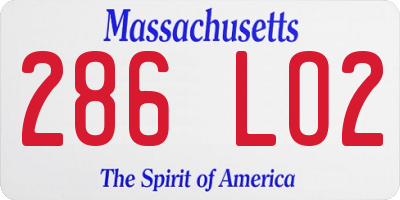 MA license plate 286LO2