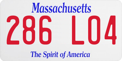 MA license plate 286LO4