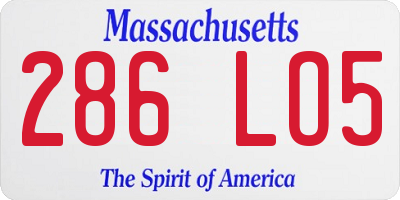 MA license plate 286LO5