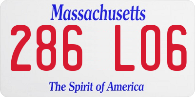 MA license plate 286LO6