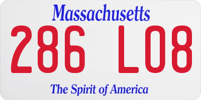 MA license plate 286LO8