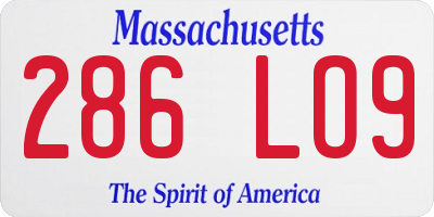 MA license plate 286LO9