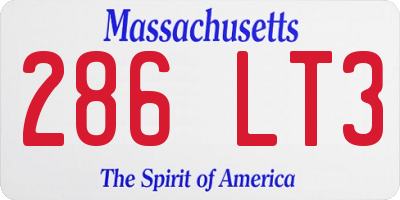MA license plate 286LT3