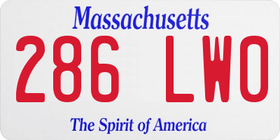 MA license plate 286LW0