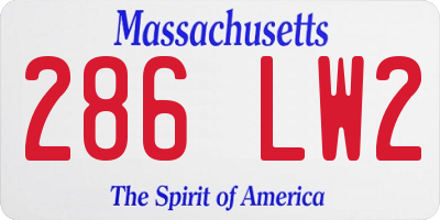 MA license plate 286LW2