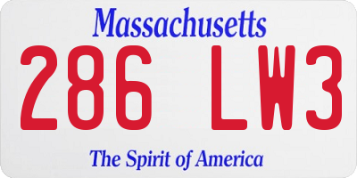 MA license plate 286LW3