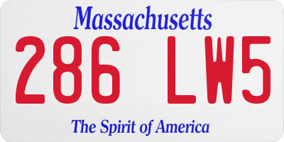 MA license plate 286LW5