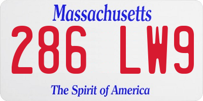 MA license plate 286LW9