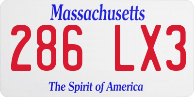 MA license plate 286LX3
