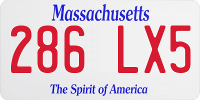 MA license plate 286LX5
