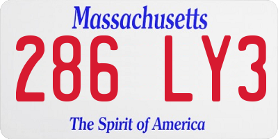 MA license plate 286LY3
