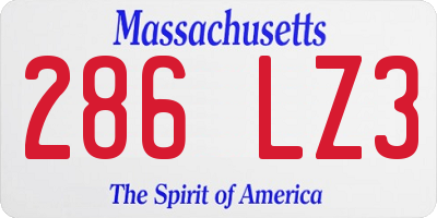 MA license plate 286LZ3