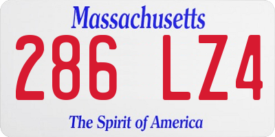 MA license plate 286LZ4